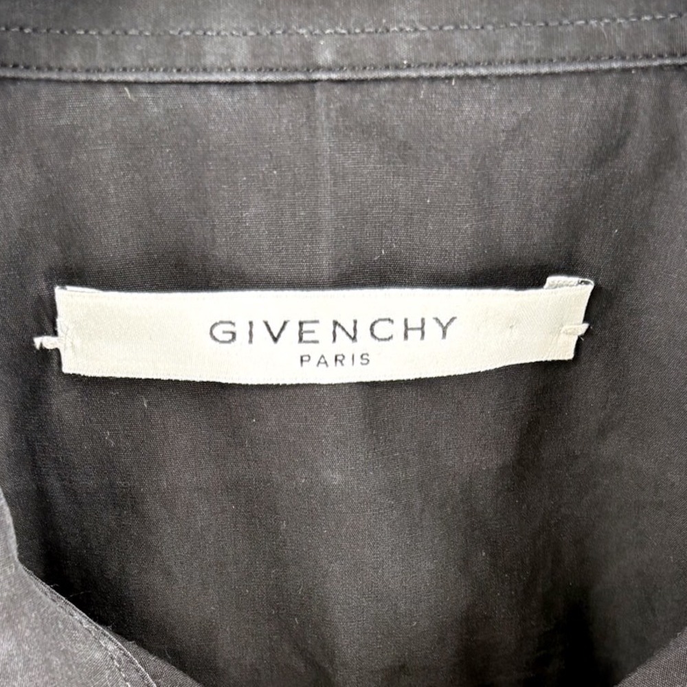 Givenchy Paris Mens Black Embroidered Wing Shirt Contemporary Fit 39 17S 6038